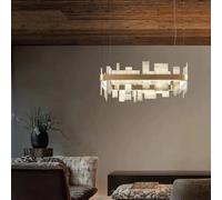 Genérico Lámpara de techo, Lámpara colgante de isla cocina LED mármol V-intage Shards Of Life, lámpara iluminación regulable for sala estar y decoración del hogar(80x80x33cm,COPPER_WARM LIGHT)
