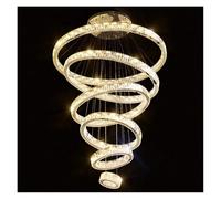 Genérico Lámpara de techo, Lámpara de araña colgante moderna cristal LED estilo europeo for salón, escalera o recibidor(5 laps D100cm,Golden lamp body)