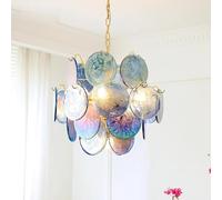 Genérico Lámpara de techo, Lámpara de araña cristal nube lujo, luz moderna, estilo V, francés, dormitorio, comedor, guardarropa, iluminación artística(Blue D45CM,Three Colors)