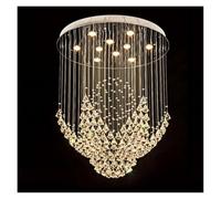 Genérico Lámpara de techo, Lámpara de araña grande cristal con diseño diamante redondo y luz LED colgante for sala estar, accesorios decoración for hoteles hogares(Natural Light,L120cm X h200cm)