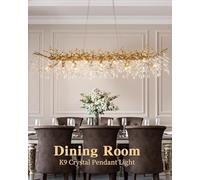 Genérico Lámpara de techo, Lámpara de araña rectangular moderna cristal negro con forma rama for mesa comedor, sala estar, lámpara colgante regulable for cocina o villa(D100xH300cm,Gold)