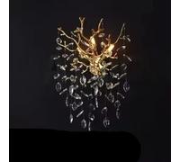 Genérico Lámpara de techo, Lámpara de araña rectangular moderna cristal negro con forma rama for mesa comedor, sala estar, lámpara colgante regulable for cocina o villa(Wall lamp-B,Gold)