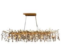 Genérico Lámpara de techo, Lámpara de araña rectangular moderna cristal negro con forma rama for mesa comedor, sala estar, lámpara colgante regulable for cocina o villa(L120CM H40CM,Silver)