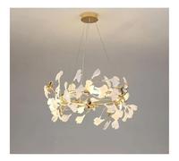 Genérico Lámpara de techo, REVEN-candelabro de lujo, luz techo regulable, hoja Ginkgo, brillo, cadena ajustable, altura for Villa, comedor, Roo(3 color lights,D100CM A_CERAMIC)