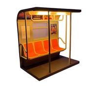 Genérico Lámpara Del Tren Del Metro De Nueva - 120x120x70 Mm | Lámpara De Mesa Tren Subterráneo Con 3 Carteles Reemplazables | Luz Nocturna LED Impresa En 3D Retro | Luz Ambiental Cálida La Decorac