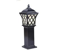 Genérico Lámpara Exterior de poste europeo, Pilar de luz con valla acrílica esmerilada, alumbrado público for Patio, camino, pasarela y Patio(Black,Height:23.6inch/60cm)