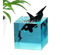 Genérico Lámpara LED de cubo: figura de de resina oceánica, cubo de buzo jorobado que en la oscuridad, luz nocturna decorativa | de mesa de resina epoxi, lámpara LED vívida para dormitori