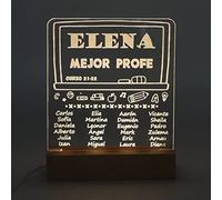 Genérico Lámpara led personalizada con base de madera- MEJOR PROFE PIZARRA. Regalos para profesores. Ideal para regalar en fin de curso. Regalos personalizados y originales para profes.