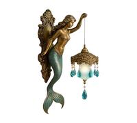 Genérico Lámpara Pared Sirenas, 20CM Lámpara Pared Sirenas Resina para Sala Estar Dormitorio, Lámparas Vintage Océano con Farol, Luces Noche Creativas Océano Bronce Antiguo, para Decoración Hogar