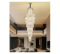 Genérico Lámparas de araña, Italian Style Villa Living Room Crystal Lamp French Duplex Building Hollow High-end Light Luxury Staircase Pendant(Cold,Diameter100cm H400cm)