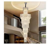 Genérico Lámparas de araña, Italian Style Villa Living Room Crystal Lamp French Duplex Building Hollow High-end Light Luxury Staircase Pendant(Cold,Diameter50cm H150cm)