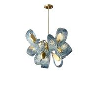 Genérico Lámparas de araña, Lámpara colgante LED moderna de diseño en cristal azul, ideal for pasillo, bar, sala estar, dormitorio o cualquier espacio(Warm light,9 light ceiling lamp)