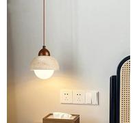 Genérico Lámparas de araña, Lámpara colgante LED moderna de estilo nórdico for sala estar, balcón, café, vidrio, madera Natural, travertino amarillo, luces colgantes(15cm)