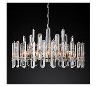 Genérico Lámparas de araña, Lámpara colgante V-intage de 3 niveles con cristal cobre, estilo 2025, iluminación LED tipo araña. Diseño creativo Art Déco for interiores(Warm,CHROME_D91XH46CM)