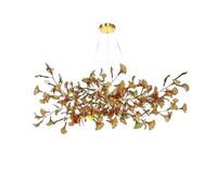 Genérico Lámparas de araña, Lámpara de araña diseño con hojas ginkgo, moderna, minimalista, magnífica, lujosa, creativa, for salón villa o dúplex(GOLD 100_L)