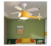 Genérico Lámparas de araña, Lámparas de techo dibujos animados for, lámpara araña con ventilador helicóptero for dormitorio, iluminación LED interior, lustre(Yellow)