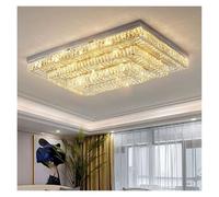 Genérico Lámparas de araña, Silver Crystal Lamp Living Room Rectangular Ceiling Light Round Bedroom Multi-Layer LED Low Lighting(Length 115cm,Cold)