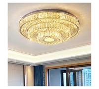 Genérico Lámparas de araña, Silver Crystal Lamp Living Room Rectangular Ceiling Light Round Bedroom Multi-Layer LED Low Lighting(80cm,Warm)