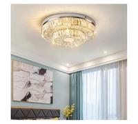 Genérico Lámparas de araña, Silver Crystal Lamp Living Room Rectangular Ceiling Light Round Bedroom Multi-Layer LED Low Lighting(50cm,Change)