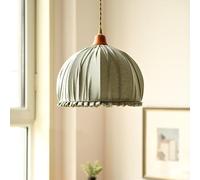 Genérico Lámparas de araña, Tela Algodón Lino Araña Retro País Minimalista Estilo Japonés Dormitorio Sala Balcón Lámpara Tienda De Ropa(Green Dia30X35CM,Warm White)
