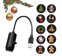 Generico Lampe projecteur Noël extérieur - Lumière USB résistante à l'EAU | 10 Motifs projetés pour fêtes | Décoration Maison Bureau appartement école Thanksgiving Jardin soirée ambiance lumineuse