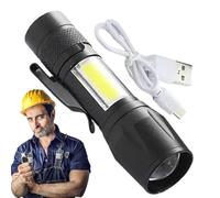 Genérico Lampe Torche LED Rechargeable 3W Mini Portable 500 MAh, Lampe De Poche Étanche Avec Zoom Et Modes Éclairage, Accessoire Camping Randonnée Usage