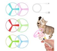 Generico Lanzador de discos para gatos, lanzador de disco recargable con seis discos - Juguetes de ejercicio para gatos - Apto para jardín, patio, balcón, exterior, juego