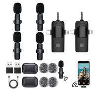 Genérico Lapel Microphone Set,Wireless Mic with Noise Reduction Chip,Mini Microphone For Recording Podcast,Wireless Lavalier Mic For Android/iPhone/Computer/Laptop