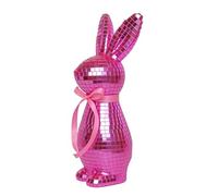 Genérico Lapin décoratif en verre 24x8cm - Figurine Lapin de Pâques | Statue ornementale miroir Disco | Boule à facettes décorative | fête Printemps Salon Chambre entrée Bureau