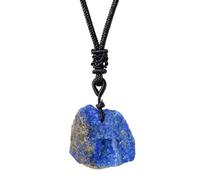 Genérico Lapis Necklace - Hand-Woven Raw Stone Pendant Crystal Necklace,Collectible Blue Charm, Jewelry, Stone Pendant For Daily Wear