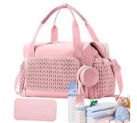 Generico Large Capacity Diaper Bag Tote, Travel Baby Essentials Organizer with Pacifier Case, Multipocket Storage for Parents, Reusable Child Care Needs, 17.72x9.06 Inches, Rosa, riferimento alla