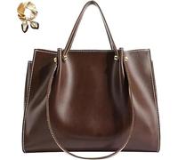 Genérico Large Capacity Faux Leather Satchel Handbag,Slouchy Work Tote Bag for Women,Fall Winter Purse Shoulder Bag with Zipper