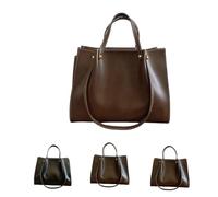 Genérico Large Capacity PU Leather Satchel Handbag,Womens Soft Leather Work Tote Bag,Retro Fall Winter Shoulder Bag with Zipper (Brown)