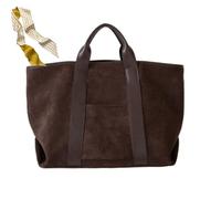 Genérico Large Capacity Soft Suede Tote Bag,Casual Top Handle Vintage Shoulder Bags,Faux Leather Satchel Bag for Women (Brown)