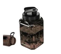 Genérico Large Capacity Square Water Bottle 2.4L - Leak-Proof Sports Sipper With Double Handles | Wide Mouth Fitness Water Cup For Outdoor Travel, Running, Camping, PET, 240g