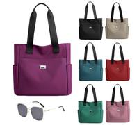 Genérico Large Capacity Water Repellent Multi Pocket Nylon Shoulder Bag,Simple Tote Bag For Women,For Work Travel (purple)