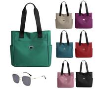 Genérico Large Capacity Water Repellent Multi Pocket Nylon Shoulder Bag,Simple Tote Bag For Women,For Work Travel (green)