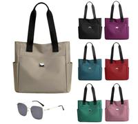 Genérico Large Capacity Water Repellent Multi Pocket Nylon Shoulder Bag,Simple Tote Bag For Women,For Work Travel (khaki)