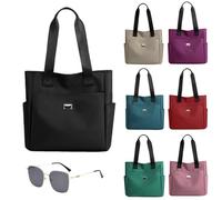 Genérico Large Capacity Water Repellent Multi Pocket Nylon Shoulder Bag,Simple Tote Bag For Women,For Work Travel (black)