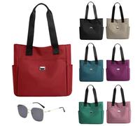 Genérico Large Capacity Water Repellent Multi Pocket Nylon Shoulder Bag,Simple Tote Bag For Women,For Work Travel (red)
