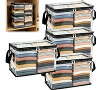 Genérico Large Heavy-duty Thick Plastic Clear Storage Bag, Stackable Foldable Bins Totes Bags with Lids Handles and Zipper, Clothes Storage Bags for Bedding,Sweaters,Books