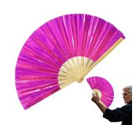 Genérico Large Holographic Folding Handheld Fan, Decorative Foldings Festival Hand Cooling, Big Folding Fans, Performance Props for Party, Club, Dance, Men Women, 25.2x12.99x0.39 Inches