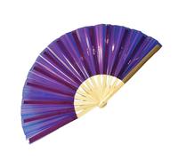 Genérico Large Holographic Folding Handheld Fan, Decorative Foldings Festival Hand Cooling, Big Folding Fans, Performance Props for Party, Club, Dance, Men Women, 25.2x12.99x0.39 Inches