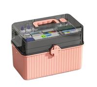 Generico Large Medicine Storage Box, 3-Layer Organizer Holder, 30x20x18cm/11.81x7.87x7.09 Inches High-Capacity Medical Supply Container, Family Safety Kit for Home, Camping, Travel Pp