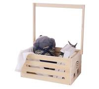 Genérico Large Nursery Bin, Wooden Wardrobe Organizer, 15.11 Inches Crate with Sturdy Handle, Smooth Timber Clothing Holder, Handled Storage Box with Open Top Design, Laundry Hamper for Kids Room