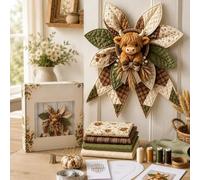 Genérico Large Patchwork Bow Sewing Kit, Christmas Diy Quilted Fabric Tree Kit, DIY Craft Material Kits Christmas Door Decorations for Adult Beginners, Rustic-Style Wall Hanging Decoration Set (D)