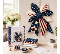 Genérico Large Patchwork Bow Sewing Kit, Christmas Diy Quilted Fabric Tree Kit, DIY Craft Material Kits Christmas Door Decorations for Adult Beginners, Rustic-Style Wall Hanging Decoration Set (E)