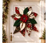 Genérico Large Patchwork Bow Sewing Kit, Christmas Diy Quilted Fabric Tree Kit, DIY Craft Material Kits Christmas Door Decorations for Adult Beginners, Rustic-Style Wall Hanging Decoration Set (A)