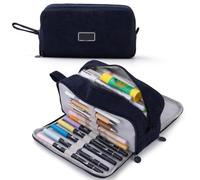 Genérico Large Pencil Pouch, Corduroy Pen Bag with Zipper (Black)