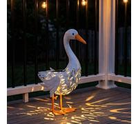Genérico Large Porch Goose Statue,Metal Garden Statue Goose For Front Porch,34cm Solar-Powered Duck Figurine,Outdoor Animal Sculpture Ornaments,for Indoor Yard Pathway Backyard Patio Driveway Deck